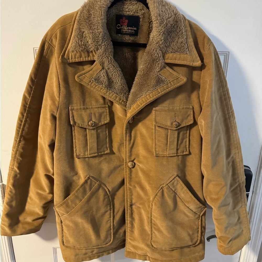 VTG Corduroy Sherpa Rancher Trucker Jacket FauxFur CA Imperial Western Barn Coat